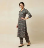 Rontyali Blockprint Handmade Co-Ord Set (Top + Pant) - Multicolor - Image 2