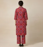 Rontyali Blockprint Handmade Co-Ord Set (Top + Pant) - Red - Image 4