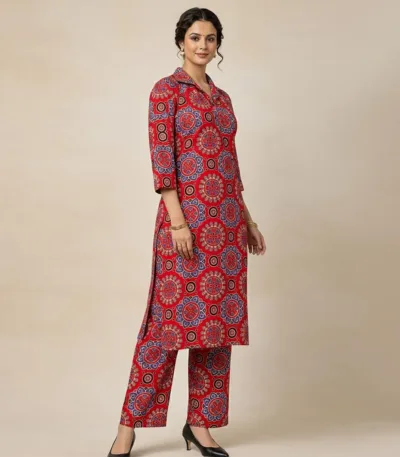 Block Printed Handmade Red Co-Ord